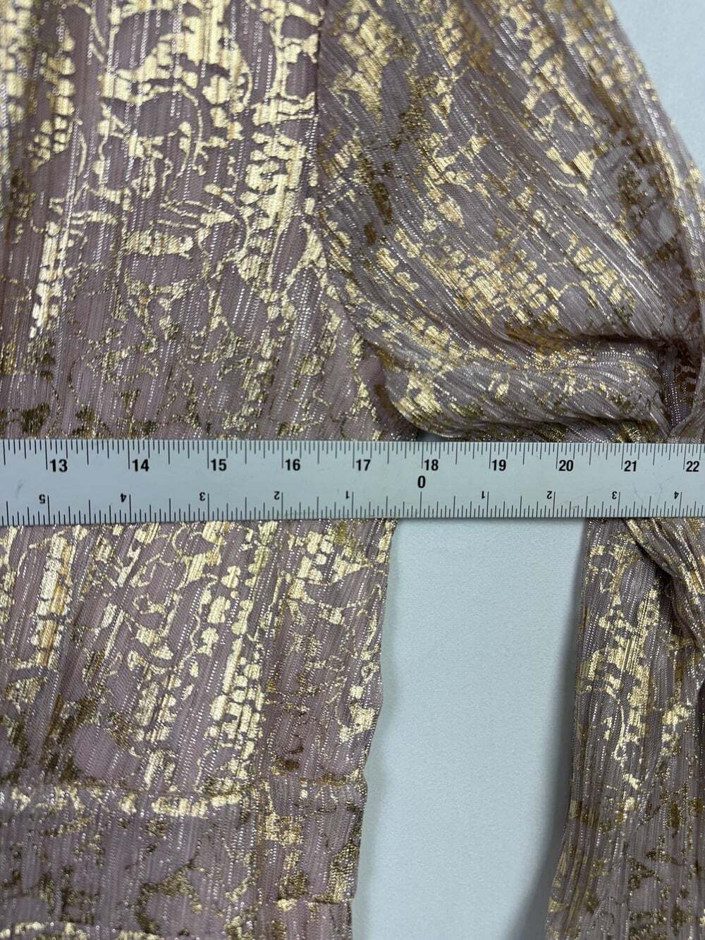 Chicos NWT Classic Pleat Metallic Maxi Dress Rose Gold Womens Sz 1 - Picture 3 of 9